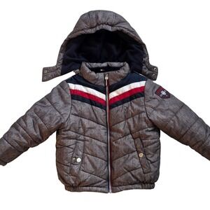 Tommy Hilfiger Kids Puffer Jacket Hooded Winter Coat Size 4 Gray Quilted